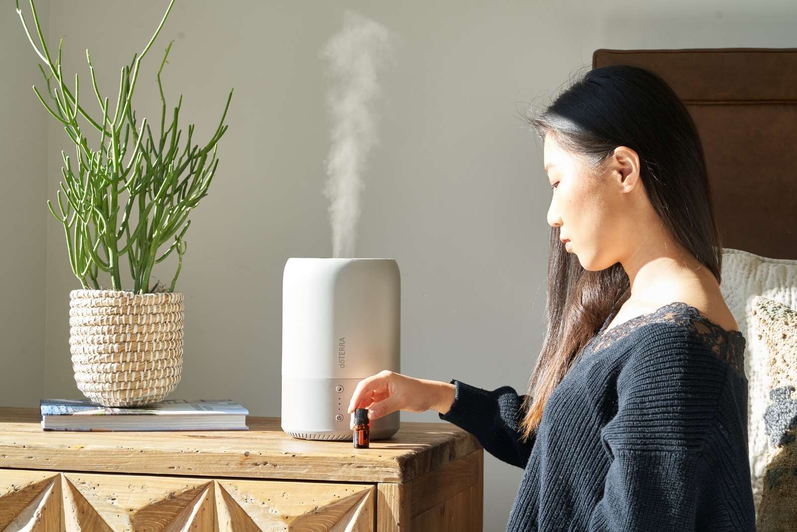 girl using a humidifier